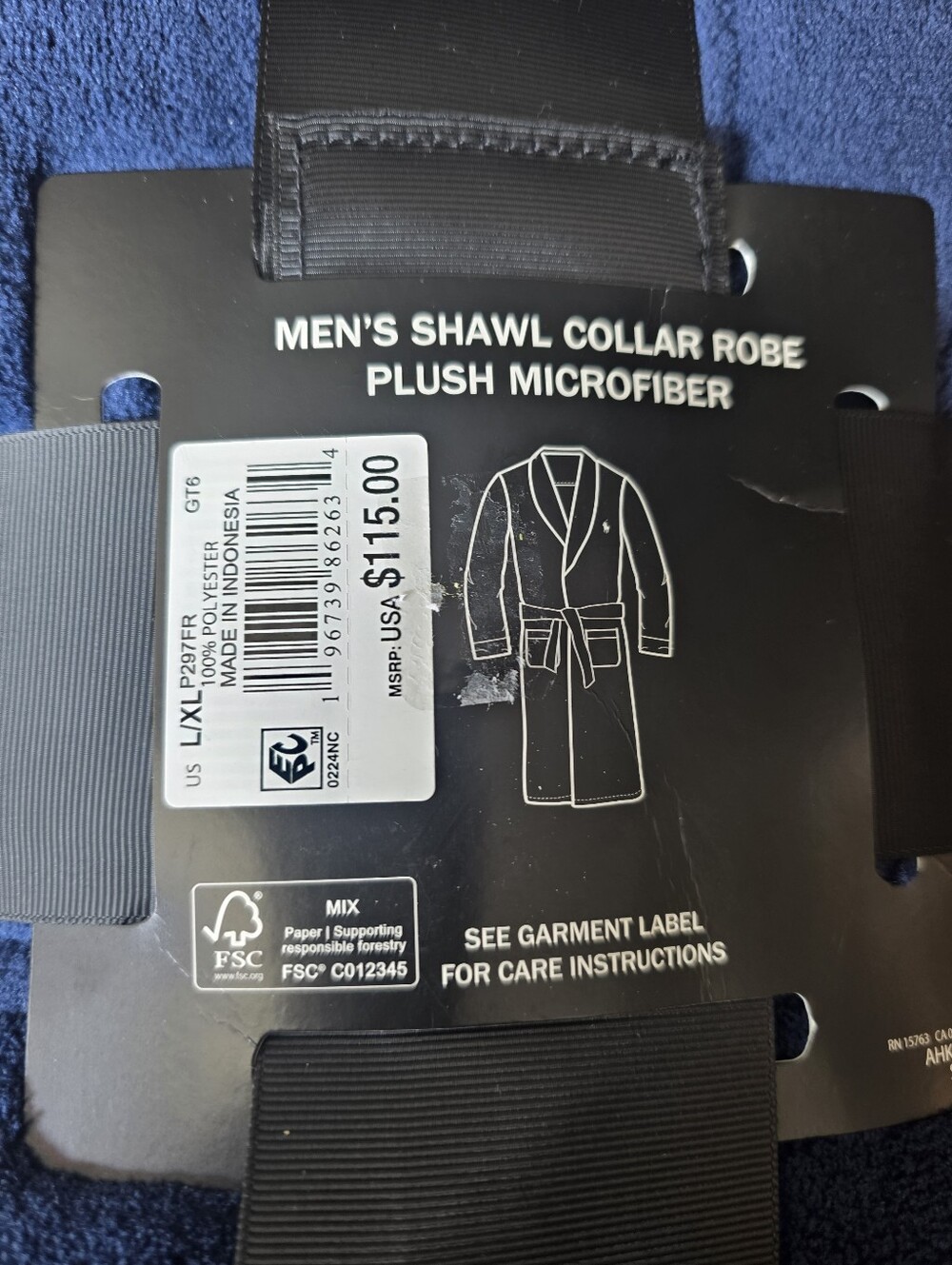 Polo Ralph Lauren Men's Plush Robe - Cruise Navy - Picture 8 of 9